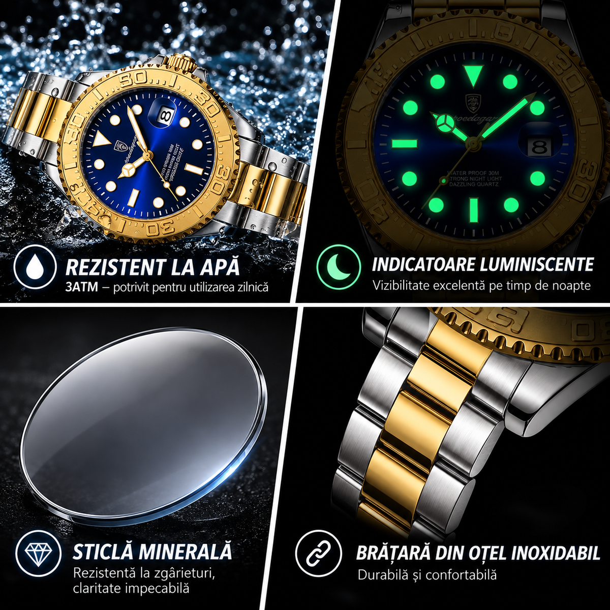 Ceas Imperial Poedagar Submariner Blue Gold