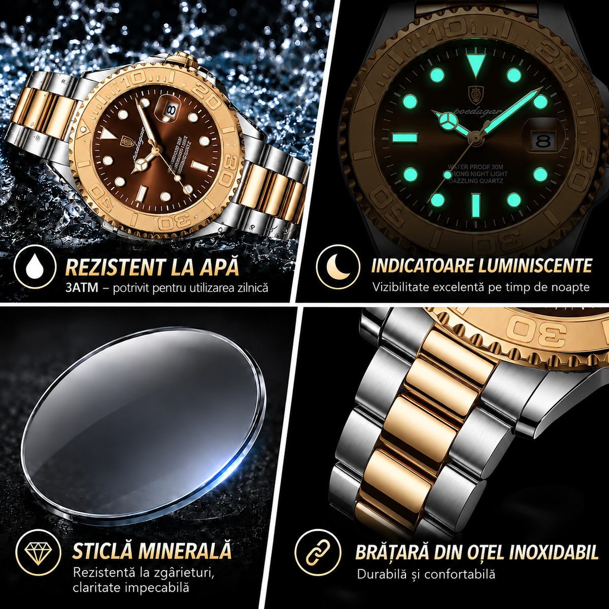 Ceas Imperial Poedagar Submariner Brown Gold